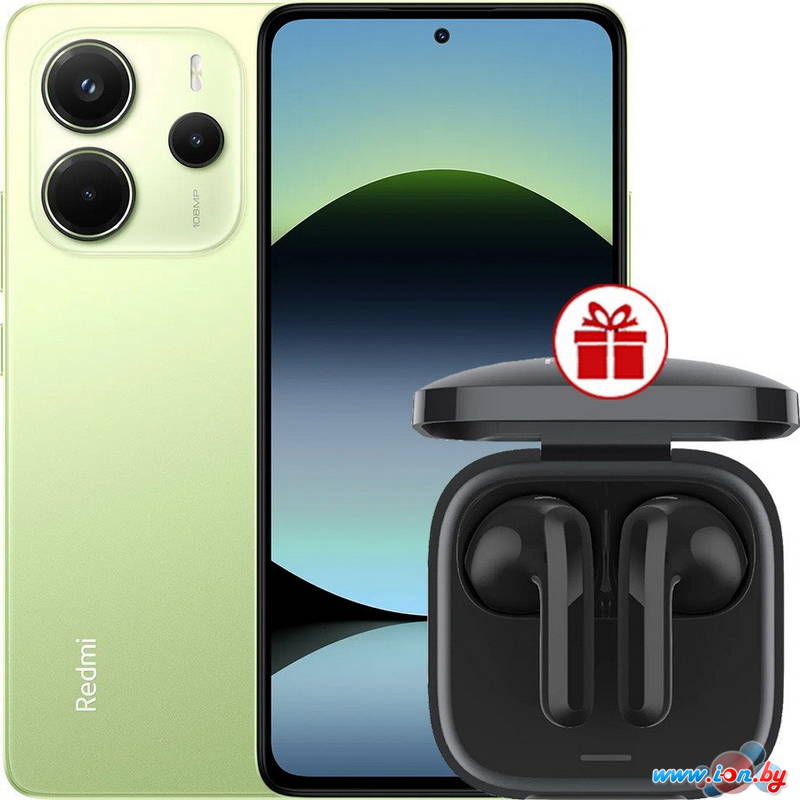 Телефон Xiaomi Redmi Note 14 6GB/128GB международная версия (зеленый) + наушники Xiaomi Redmi Buds 6 Active (черный) по акции в Могилёве