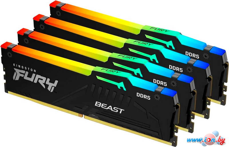 Оперативная память Kingston FURY Beast RGB 4x32ГБ DDR5 5600 МГц KF556C40BBAK4-128 в Могилёве