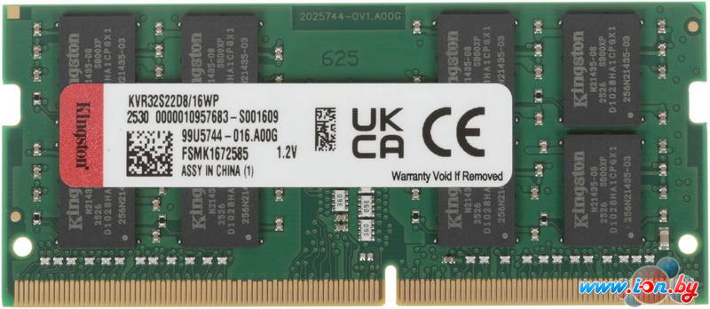 Оперативная память Kingston 16ГБ DDR4 SODIMM 3200 МГц KVR32S22D8/16WP в Могилёве