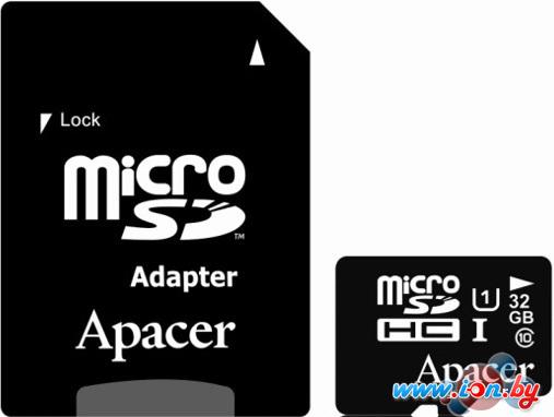 Карта памяти Apacer microSDHC UHS-I (Class 10) 32GB + адаптер (AP32GMCSH10U1-R) в Минске