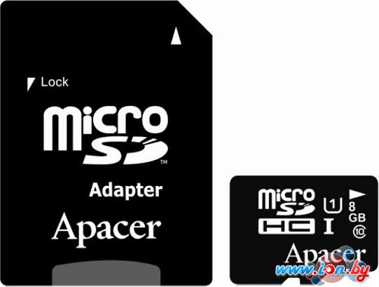 Карта памяти Apacer microSDHC UHS-I (Class 10) 8GB + адаптер (AP8GMCSH10U1-R) в Могилёве